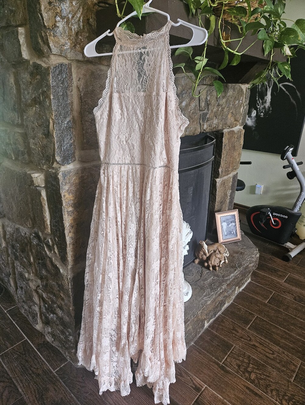 Lace Halter Maxi Dress in Blush Pink